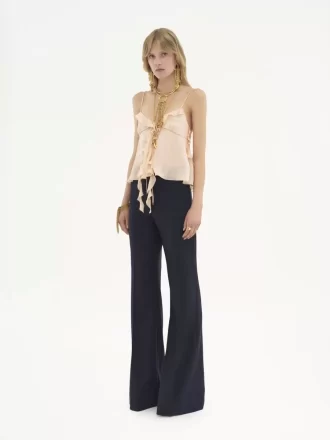 Pantalon tailleur évasé en laine stretch Pantalon tailleur évasé en laine stretch