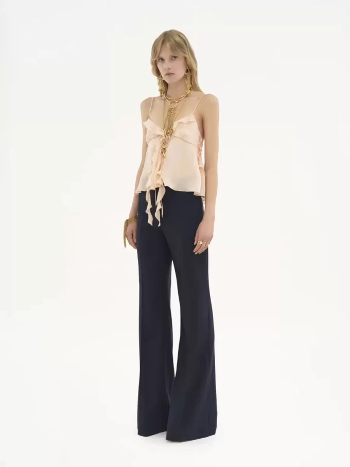 Pantalon tailleur évasé en laine stretch Pantalon tailleur évasé en laine stretch