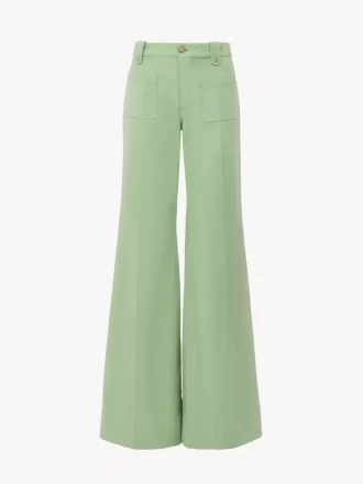 Pantalon évasé en toile de coton