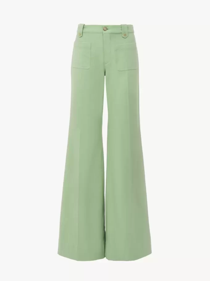 Pantalon évasé en toile de coton Pantalon évasé en toile de coton