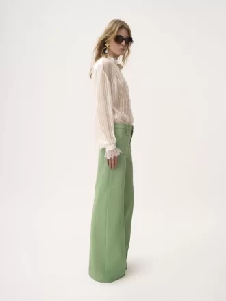 Pantalon évasé en toile de coton
