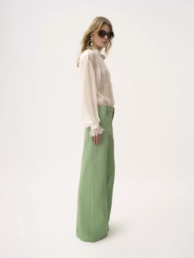 Pantalon évasé en toile de coton Pantalon évasé en toile de coton