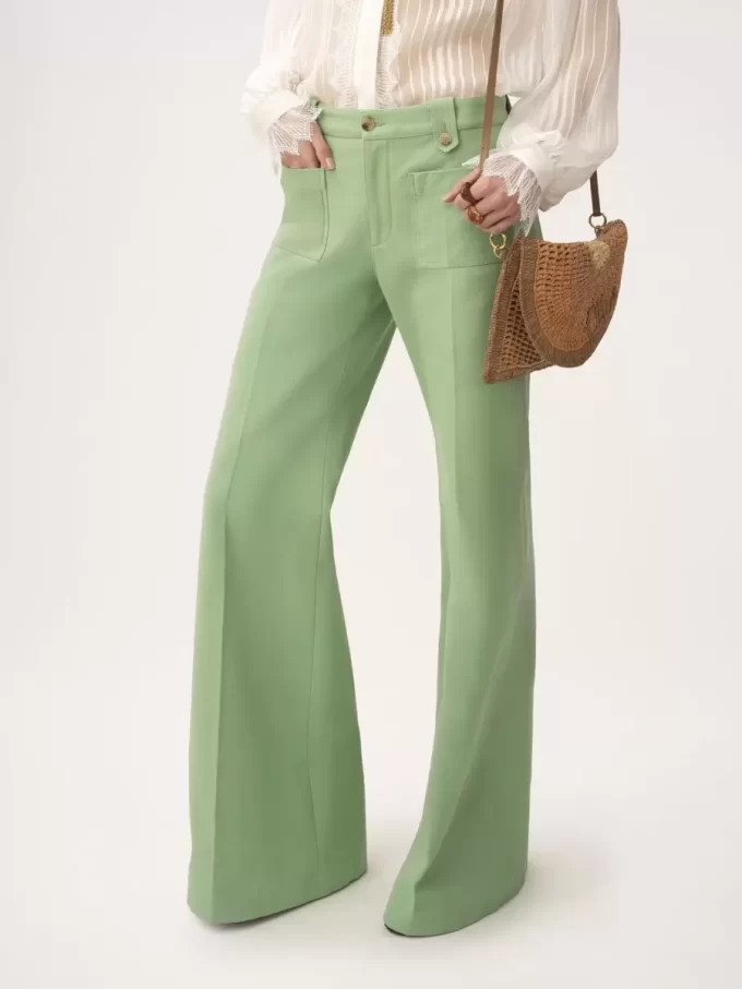 Pantalon évasé en toile de coton Pantalon évasé en toile de coton