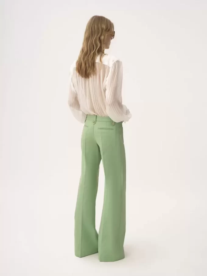 Pantalon évasé en toile de coton Pantalon évasé en toile de coton