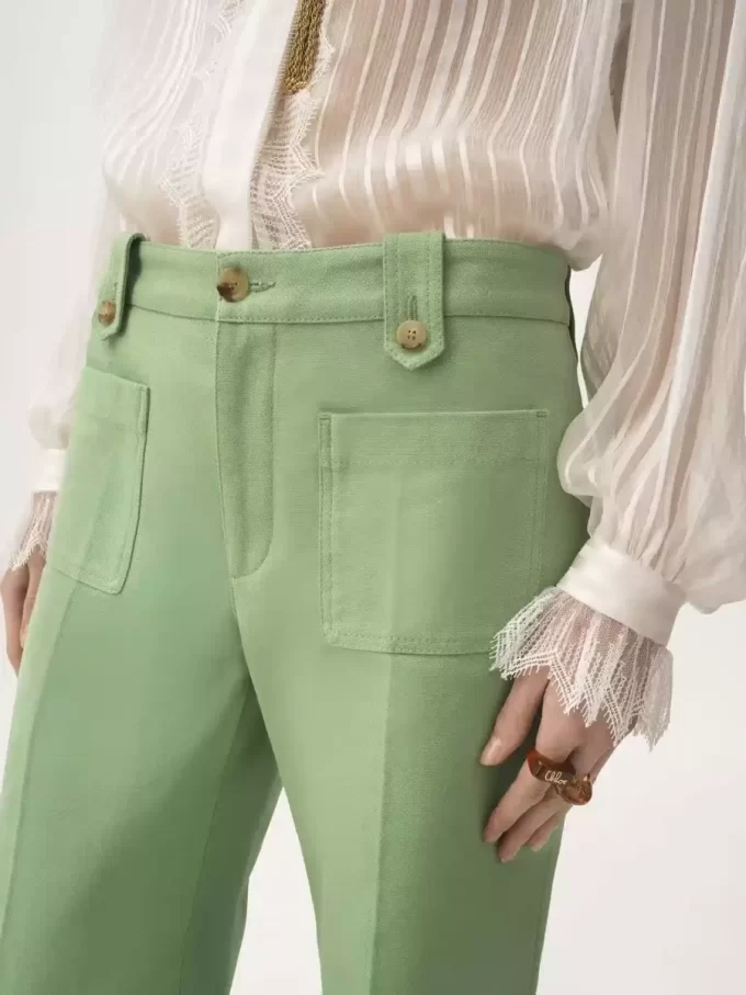 Pantalon évasé en toile de coton Pantalon évasé en toile de coton