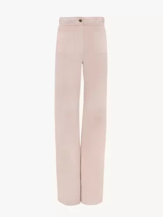 Pantalon évasé taille haute en daim