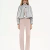 Pantalon évasé taille haute en daim Pantalon évasé taille haute en daim