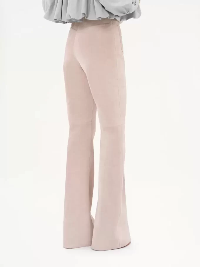 Pantalon évasé taille haute en daim Pantalon évasé taille haute en daim