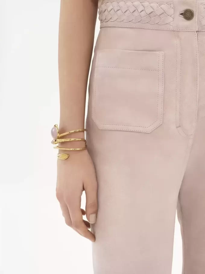 Pantalon évasé taille haute en daim Pantalon évasé taille haute en daim
