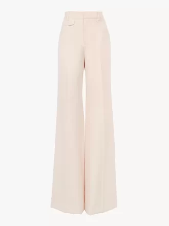 Pantalon évasé taille haute en gabardine de laine