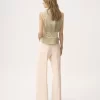 Pantalon évasé taille haute en gabardine de laine Pantalon évasé taille haute en gabardine de laine