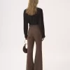 Pantalon évasé taille haute en laine à carreaux Pantalon évasé taille haute en laine à carreaux