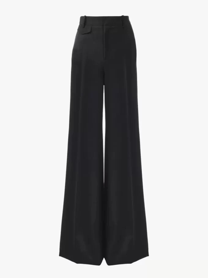 Pantalon évasé taille haute en laine grain de poudre Pantalon évasé taille haute en laine grain de poudre