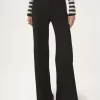 Pantalon évasé taille haute en laine grain de poudre Pantalon évasé taille haute en laine grain de poudre