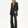 Pantalon évasé taille haute en laine grain de poudre Pantalon évasé taille haute en laine grain de poudre