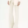 Pantalon évasé taille haute en laine grain de poudre Pantalon évasé taille haute en laine grain de poudre