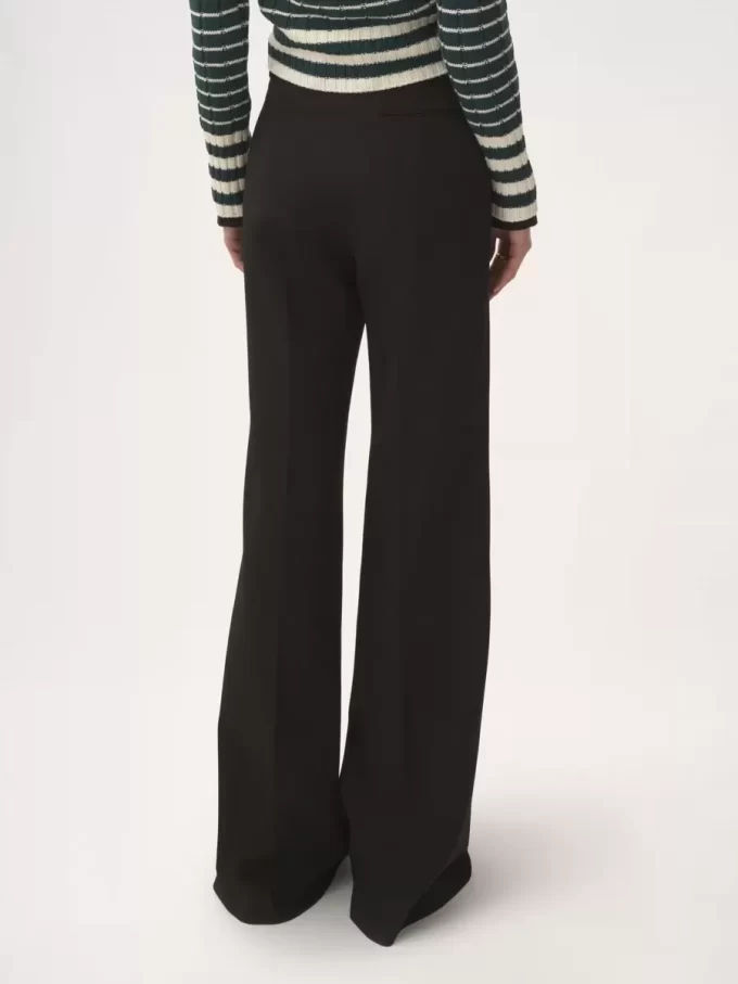 Pantalon évasé taille haute en laine grain de poudre Pantalon évasé taille haute en laine grain de poudre