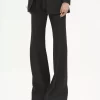 Pantalon évasé taille haute en laine grain de poudre Pantalon évasé taille haute en laine grain de poudre