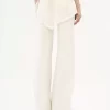 Pantalon évasé taille haute en laine grain de poudre Pantalon évasé taille haute en laine grain de poudre