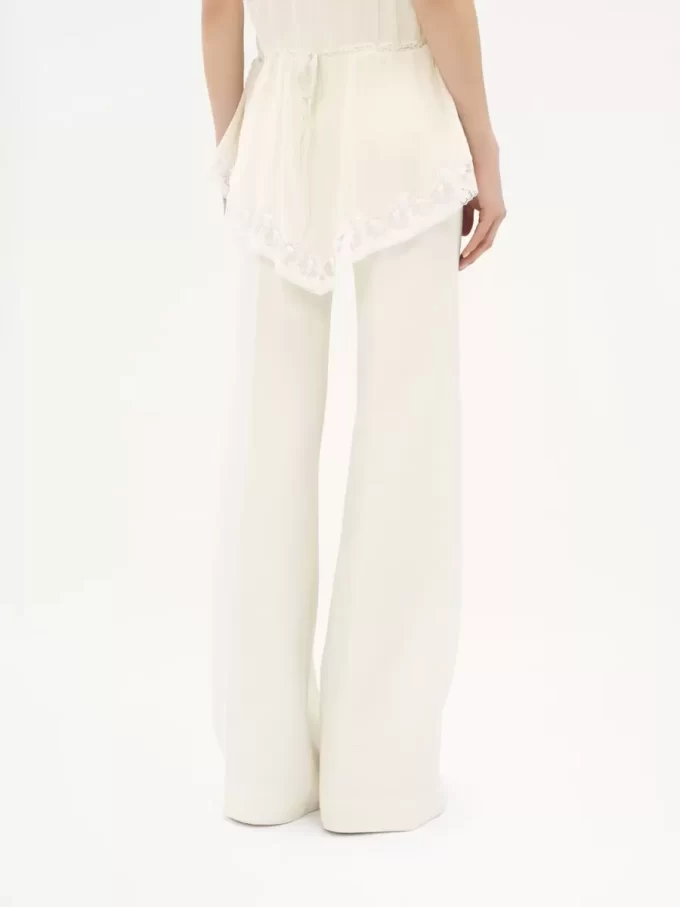 Pantalon évasé taille haute en laine grain de poudre Pantalon évasé taille haute en laine grain de poudre