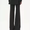 Pantalon évasé taille haute en laine grain de poudre Pantalon évasé taille haute en laine grain de poudre