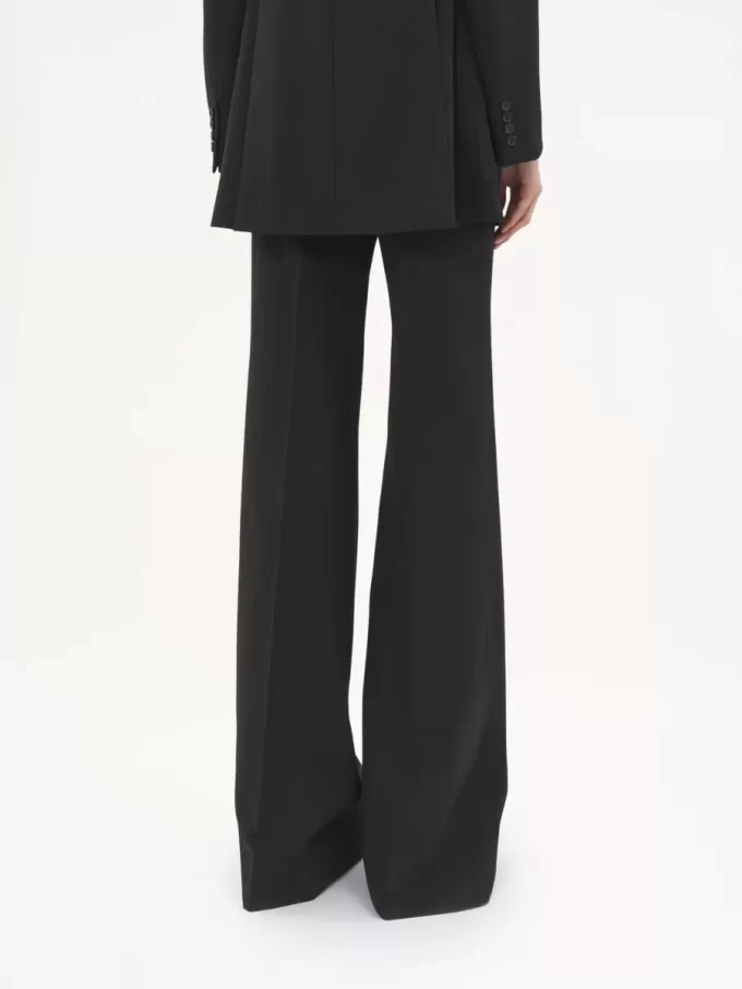 Pantalon évasé taille haute en laine grain de poudre Pantalon évasé taille haute en laine grain de poudre