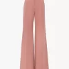 Pantalon évasé taille haute en toile de coton Pantalon évasé taille haute en toile de coton