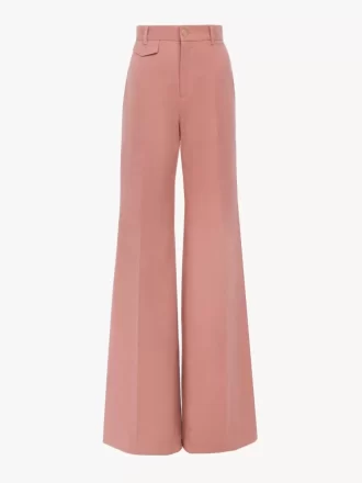 Pantalon évasé taille haute en toile de coton
