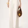 Pantalon évasé taille haute en toile de coton Pantalon évasé taille haute en toile de coton