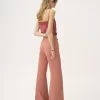 Pantalon évasé taille haute en toile de coton Pantalon évasé taille haute en toile de coton