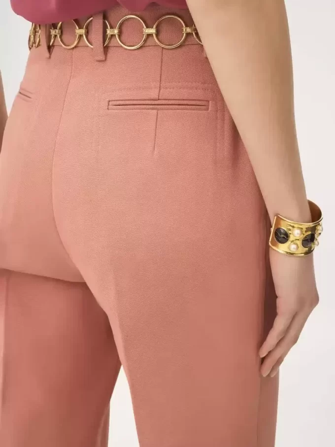 Pantalon évasé taille haute en toile de coton Pantalon évasé taille haute en toile de coton