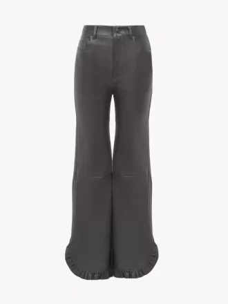 Pantalon évasé à volants en cuir