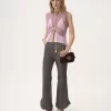 Pantalon évasé à volants en cuir Pantalon évasé à volants en cuir