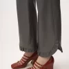 Pantalon évasé à volants en cuir Pantalon évasé à volants en cuir