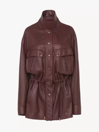 Parka à col montant en cuir