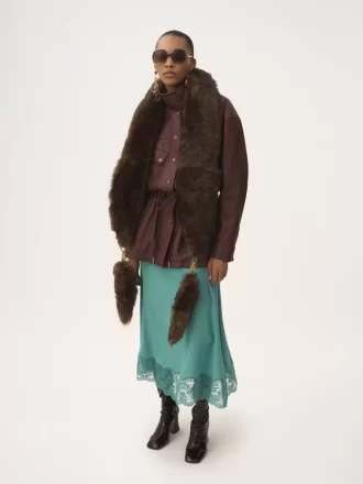 Parka à col montant en cuir