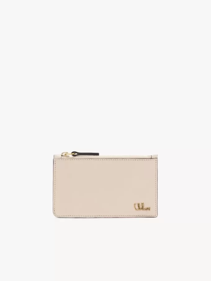 Petit porte-monnaie Chloé Iconic avec fentes pour cartes en cuir brillant