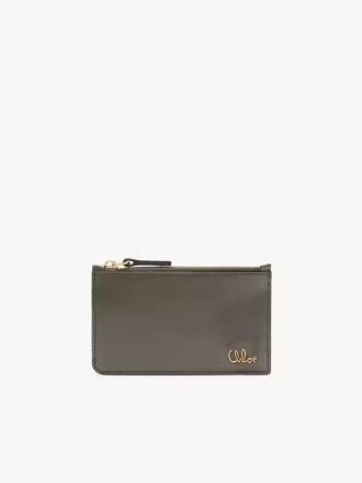 Petit porte-monnaie Chloé Iconic avec fentes pour cartes en cuir brillant