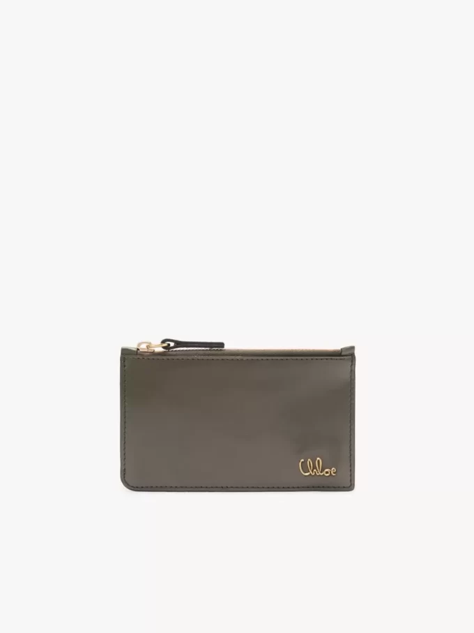 Petit porte-monnaie Chloé Iconic avec fentes pour cartes en cuir brillant