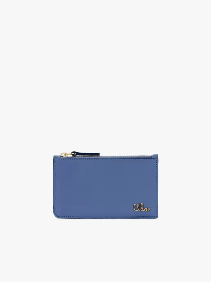 Petit porte-monnaie Chloé Iconic avec fentes pour cartes en cuir brillant