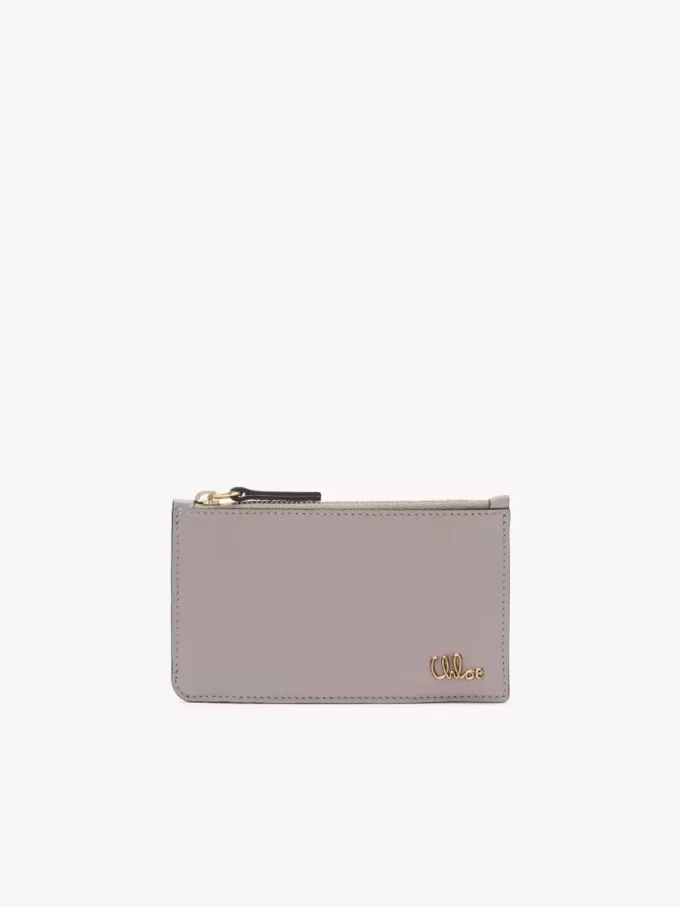 Petit porte-monnaie Chloé Iconic avec fentes pour cartes en cuir brillant