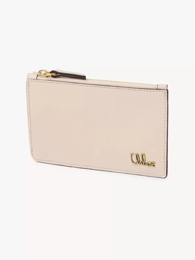 Petit porte-monnaie Chloé Iconic avec fentes pour cartes en cuir brillant