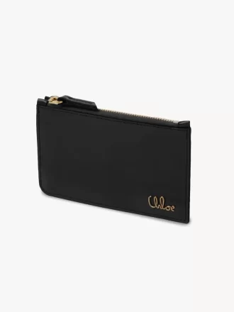 Petit porte-monnaie Chloé Iconic avec fentes pour cartes en cuir brillant