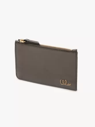 Petit porte-monnaie Chloé Iconic avec fentes pour cartes en cuir brillant