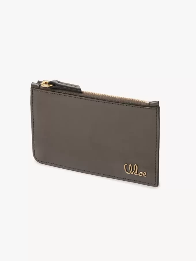 Petit porte-monnaie Chloé Iconic avec fentes pour cartes en cuir brillant