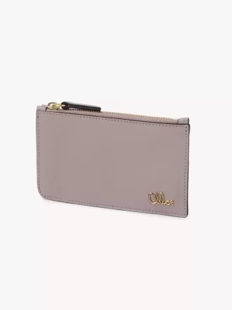 Petit porte-monnaie Chloé Iconic avec fentes pour cartes en cuir brillant