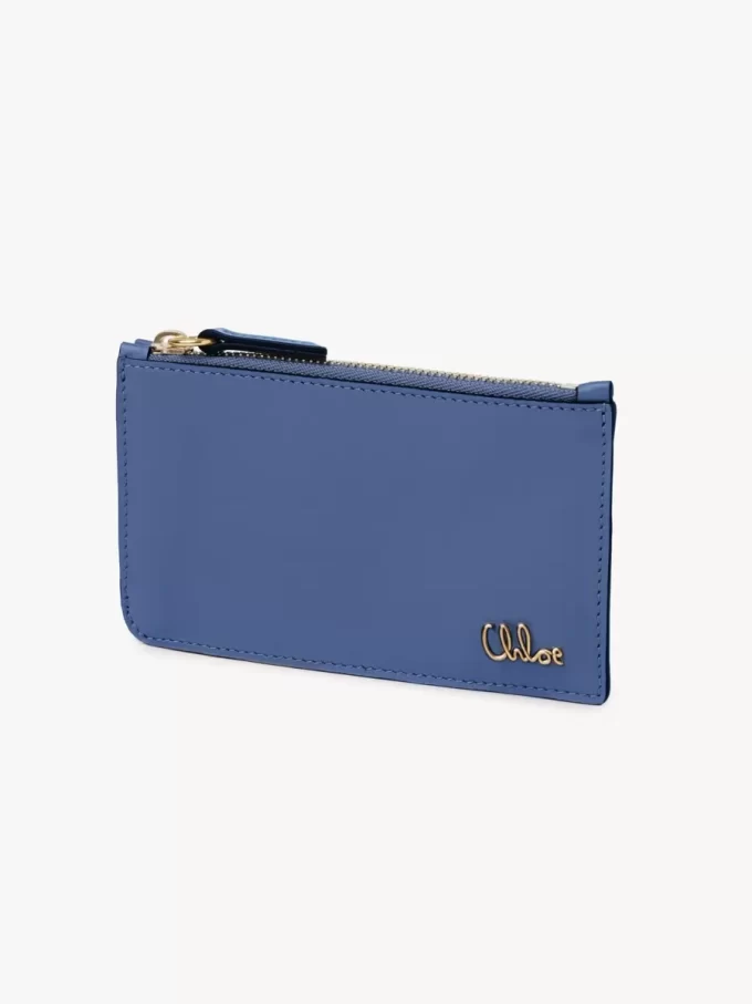 Petit porte-monnaie Chloé Iconic avec fentes pour cartes en cuir brillant