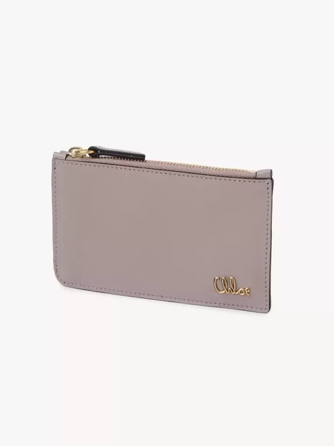Petit porte-monnaie Chloé Iconic avec fentes pour cartes en cuir brillant