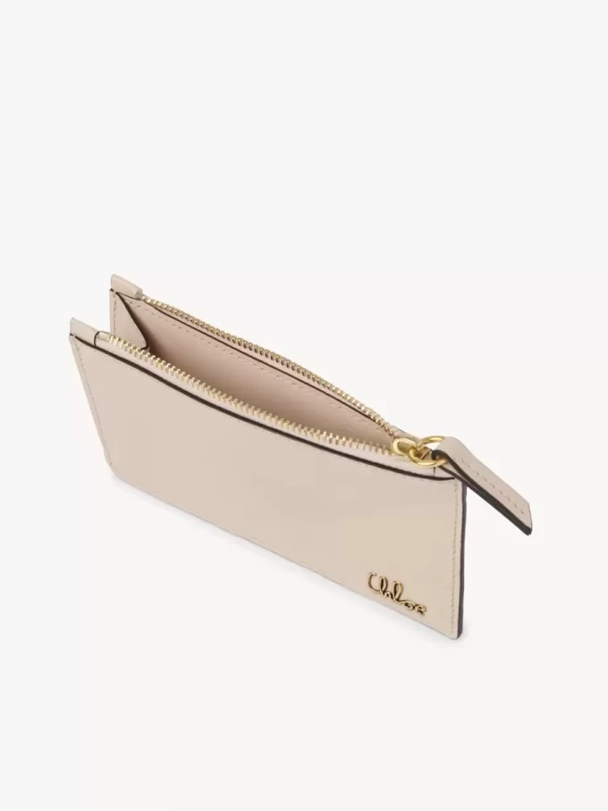 Petit porte-monnaie Chloé Iconic avec fentes pour cartes en cuir brillant