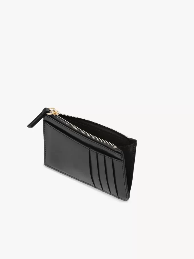 Petit porte-monnaie Chloé Iconic avec fentes pour cartes en cuir brillant